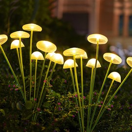 JINGTOPS 2 Stück Solar Quallen Lichterkette 8er LED Gartenleuchten Solar Beleuchtung, Solar Leuchte Outdoor Solarlicht LED Glühwürmchen Lampe für Außen Garten,Strauchwerk, Terrasse, Warmweiß
