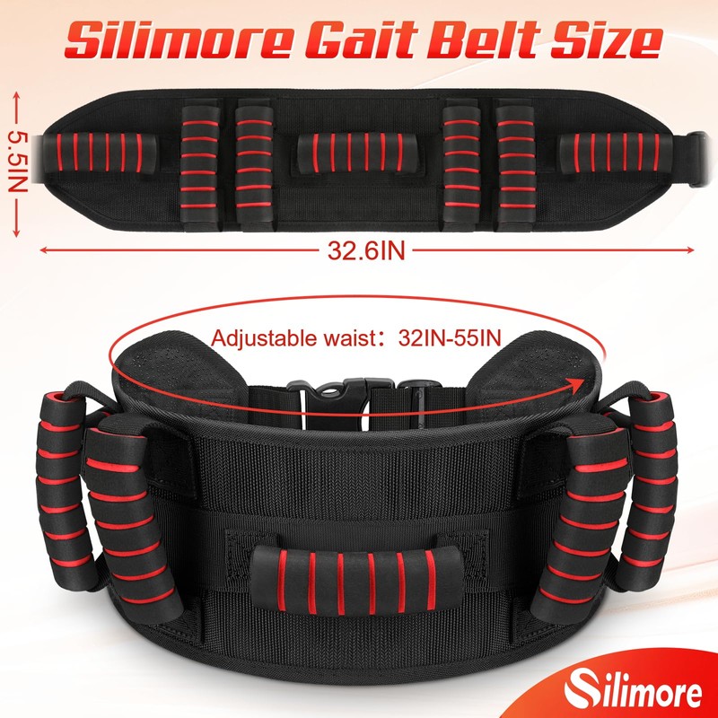 Silimore Transfer Belt with Padded Handles,Gait Blet for Seniors, Patient