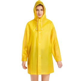 LANSHULAN Women Yellow Raincoat Jacket,Unisex Kids Clear EVA Rain Coat Costume (S)