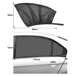 Anguxer Car Sun Protection, Universal Sun Visor Car Net with UV Protection/Anti-Glare, Sun Protection Car Stretchable for Protects Passengers, Children and Pets, Pack of 2 (L-110 x 52)