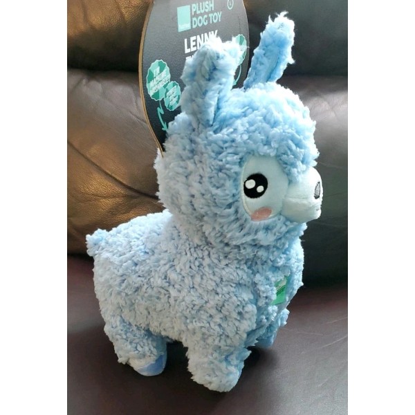 FuzzYard 11" Lenny the Llama Dog Toy w/Squeaker, Sherpa, Blue