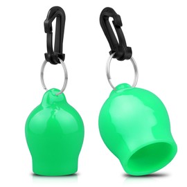 OVOVFANY 2PACK Scuba Regulator Mouthpiece Cover, PVC Diving Octopus Mouthpiece Holder Retainer Dust Protector Cap with 316 Stainless Steel Split Ring and Black Clip (Green)