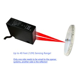 Supreform IP67 Waterproof Universal 10-30VDC Safety Retro-Reflective Photoelectric Beam Sensor for 12VDC and 24VDC Gate Opener, Garage Door Sensor Up to 40 Feet Sensing Range, Pre-Wired 6.6 Feet Cord