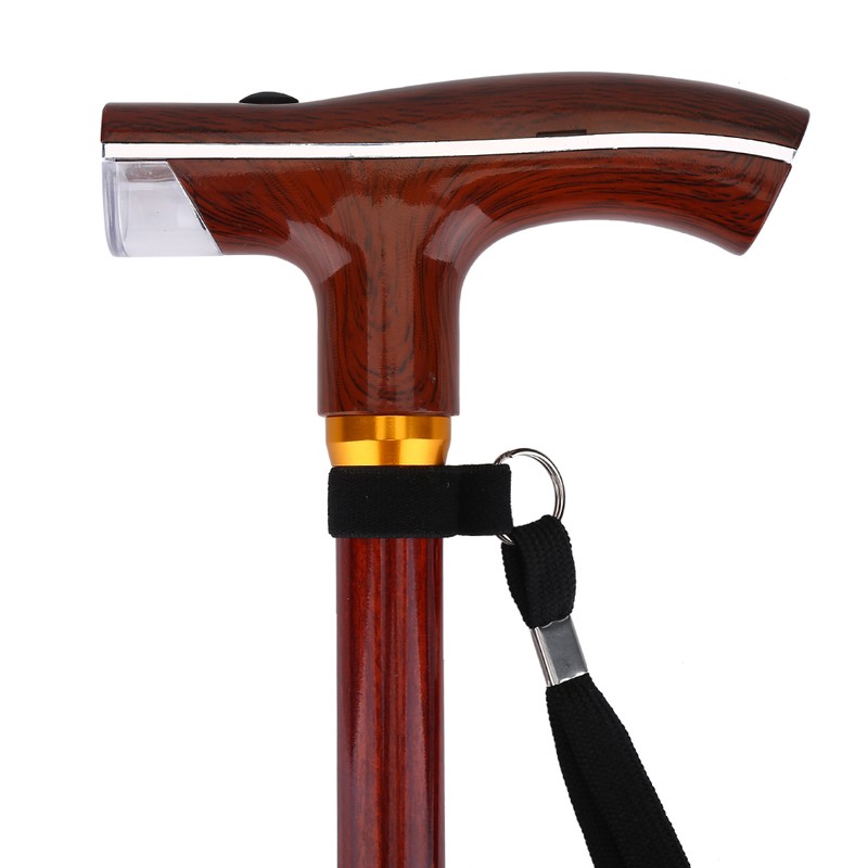 Metal Multi Function Telescopic Flashlight Lightweight Cane (Rosewood Color)