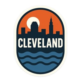 Cleveland Skyline Sticker - Retro Vinyl Decal for Laptops, Water Bottles, and More (2.25" x 3")