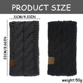MUNSKT Winter Cable Knit Headbands,2 PCS Knitted Headband,Warm Headbands Women,Ear Warmers for Women,for Skiing Running Outdoor Sports Party Good Gift
