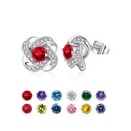 Garnet Earrings January Birthstone Gifts, Red Hypoallergenic Stud Earrings for Women, Silver Earrings Garnet Jewellery for Women January Birthday Gifts for Her