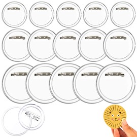 Acrylic Design Button Badge, Clear Button Pin Badge Kit, DIY Badge Tool, for Photo Picture Clothing DIY Crafts, Pack of 15, with Three Sizes (Diameter 44 mm, Diameter 37 mm, Diameter 25 mm)