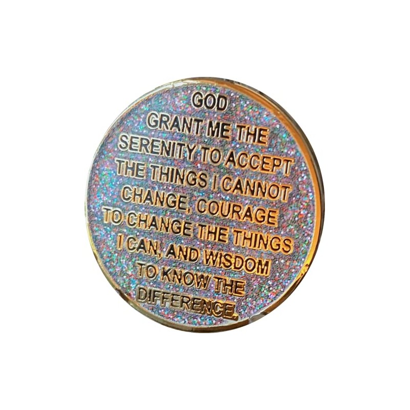 10 Month AA Medallion Reflex Funfetti Birthday Glitter Gold Sobriety