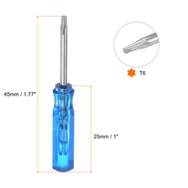 HARFINGTON 2Pcs Mini Torx Screwdriver T6 Magnetic Star Head 45mm Length for Watch Eyeglasses Electronics Repair, Blue