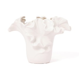 Francfranc Ceramic Ruffle Flower Base S White Ceramic Vase Home Decor Miscellaneous Goods