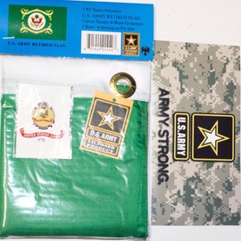 US Army Retired Military Flag 3'x5' Decal Pin Package