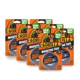 Gorilla Heavy Duty Double Sided Mounting Tape, 1" x 60", Black, (Pack of 7)