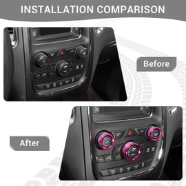 PDKLIN AC Volume Switch Knob Trim Ring Compatible with Dodge Charger 2011+/Challenger 2015+/RAM 2012-2017/Durango 2016-2022/Chrysler 300C 2011+, Aluminum Alloy Interior Accessories 3pcs, Pink