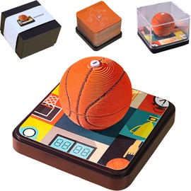 Time Piece 3D Calendar 2025, 3D Calendar Memo Pad, DIY Carving Art Notepad with LED Light, Creative Paper Sculpture Craft DIY Gif (Basketball)