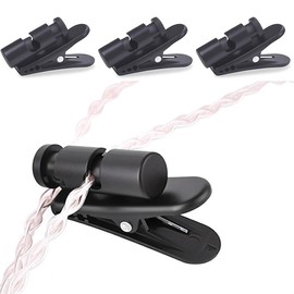 WAIRUIGOOD Earphone Clips, Set of 4, Black, 1.2 x 0.8 inches (3 x 2 cm), Cable Clip, Cord Clip, Cord Organization, Earphone Cord Secure, 360 Degree Rotation, Compatible with 0.08 - 0.2 inches (2 - 4