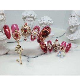 ❗Limited❗ Ruby handmade nail tips - Long Almond / ❗한정❗ 루비 수제네일팁 - 롱아몬드