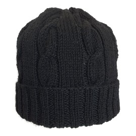 Classic Cozy Knitted 100% Wool Beanie Unisex Winter Hat for Men & Women Warmth Comfort (US, Alpha, Medium, Black-Spiral)