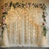 Fomcet Champagne Backdrop Curtains with Lights String 10X10FT Polyester Fabric