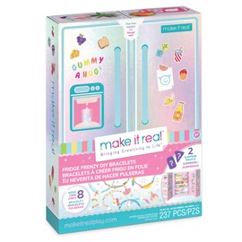 Make It Real: Fridge Frenzy DIY Bracelets - 237pc Jewelry Kit, Make & Design 8 Bracelets, 200+ Beads, Sweets & FoodThemed Charms, Tweens-Girls-Kids 8+