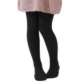 Paralinda Girls Cotton Tights Toddler Cable Knit Footed Tights Baby Girls' Tights (Pattern C Black, 11-12)