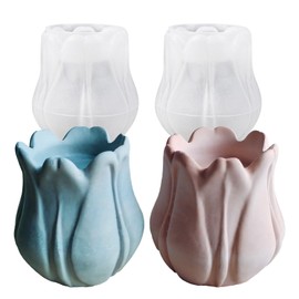 Wehous 2PCS Tulip Candle Soap Molds, 3D Tealight Holder Flower Silicone Resin Casting Molds, Tulip Floral Jewelry Trinket Holder Resin Concrete Mold, DIY Epoxy Plaster Cement Clay Art Craft Home Decor