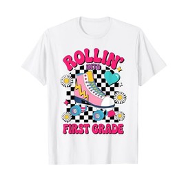 Rolling Into 1st Grade Retro Groovy Back to School Gifts T-Shirt