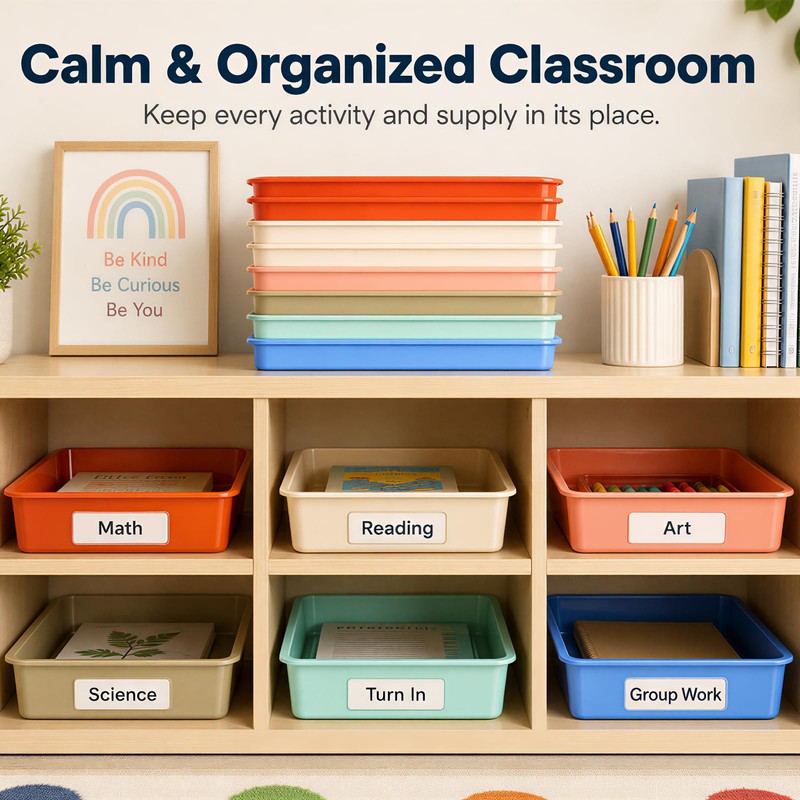 Defresit 12Pcs Letter Size Paper Trays for Classroom Flat Storage