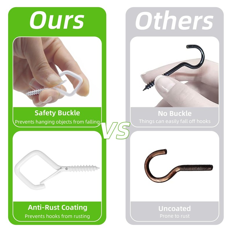 Mostantu 25 Pack Q-Hanger Hooks with Safety Buckle, 25Pcs Windproof