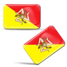 Skino Eu 2 x 3D Gel Sticker Sicily Flag Italy Region Flag Car Bicycle Motorcycle Tuning F 235