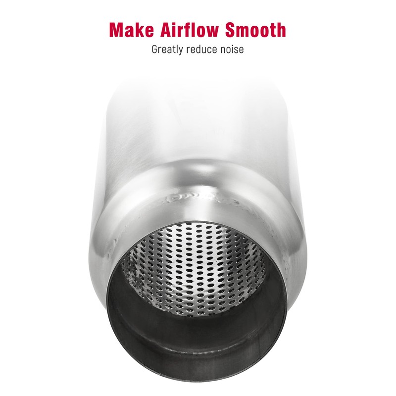 UPOWER 3" Inlet&Outlet Exhaust Resonator,9" Overall Length Center Straight Through