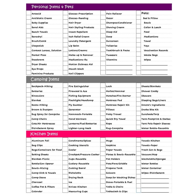 Ultimate Road Trip Planner Packing Checklist -Laminated & Double Sided