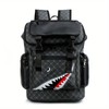 Shark Mouth Backpack PU Leather Laptop Backpack Multi-Functional Large Capacity