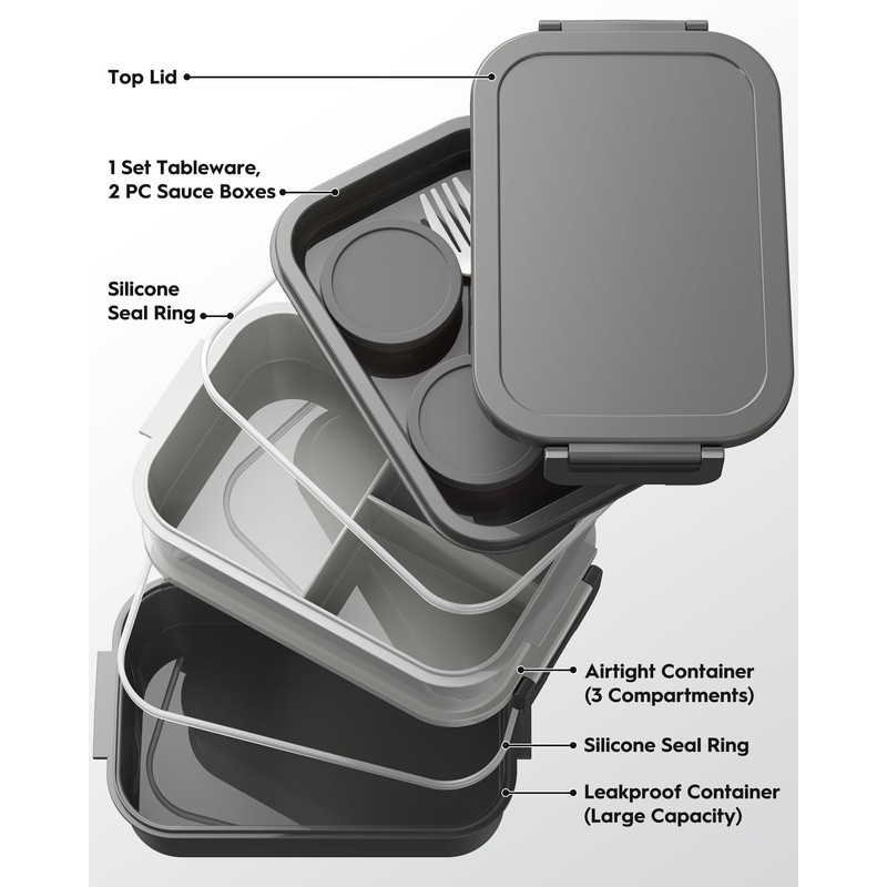 Adults Bento Box with Insulated Lunch Bag, 74oz Capacity 3