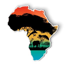 Africa Colorful Continent Shape Wild Nature - Magnet - Car Fridge Locker - 3"
