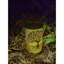 Solar Lanterns Outdoor Waterproof Hanging/Standing Solar Lights Tree of Life Metal Decor LED Lanterns as Gifts for Women Men for Landscape Garden Decor Yard Patio Lawn Tabletop Backyard Porch Pathway