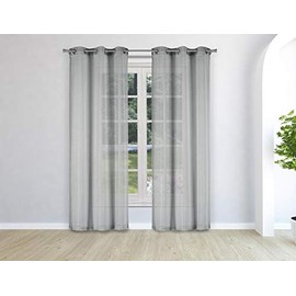 Kensie Justus Metallic Window Curtain, 38x84, Silver