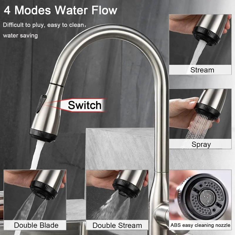 2 Handle High Arc Brushed Nickel Bathroom Sink Faucet 4