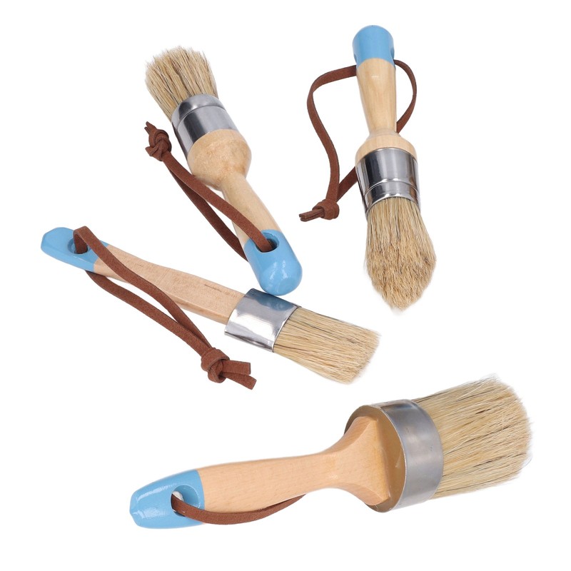 4PCS Paint Brush Bristles Wooden Handle for Furniture Tables Chairs