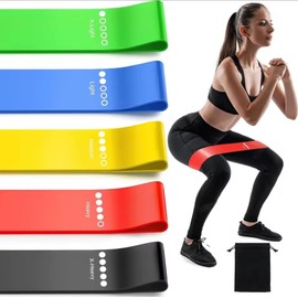 Resistance Bands, [Set of 5] Skin-Friendly Resistance Fitness Exercise Loop Bands with 5 Different Resistance Levels - Carrying Case Included - Ideal for Home, Gym, Yoga, Training