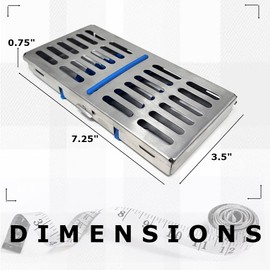 Dental Autoclave Sterilization Cassette Box Tray for 7 Instruments Made of Stainless Steel Surgical Medical Laboratory Organizer 7.25"L x 3.5"W x 0.75"H