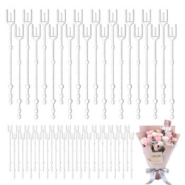 50 Pcs Floral Pick Card Holder, 9.5 inch Plastic Floral Place Card Holder, Transparent Fork Shape Flower Pick Flower Card Holder Stick Floral Picks Clip for Floral Arrangement Card