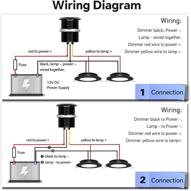 Acegoo 12 Volt Dimmer Switch High-Side PWM Dimming Switch, 7/8"