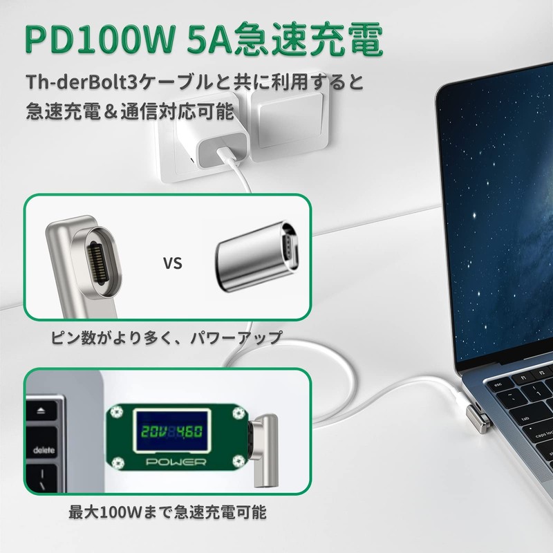 USB TYPE-C Converter Adapter, Magnet, USB 3.1, 40Gbps, PD100W, 4K/60Hz,