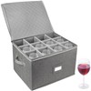 LotFancy Stemware Storage Container, Hard Shell, Stackable Wine Glass Storage