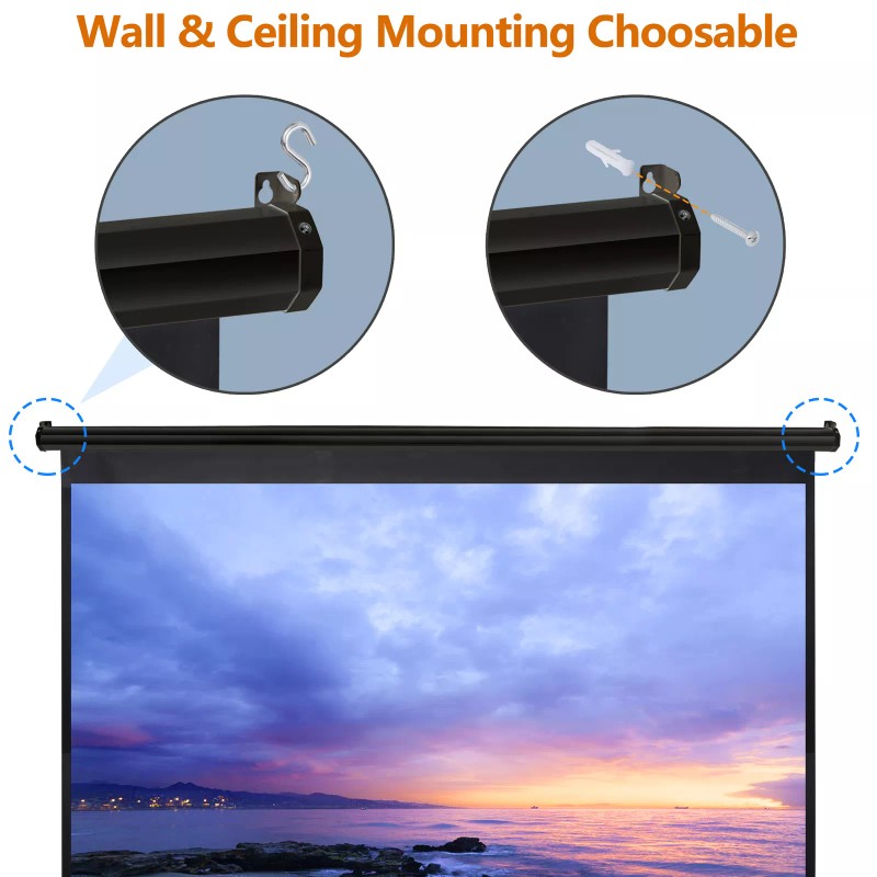 100" Projector Screen Manual Pull-down 16:10 Hd Projection Screen Office