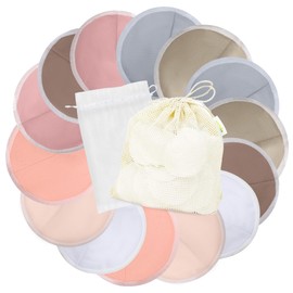 Wegreeco - almohadillas para orejas de lactancia de bambú (paquete de 14 unidades) + bolsa de lavandería y bolsa de almacenamiento de viaje, 4.7 pulgadas, lavables y reutilizables para lactancia