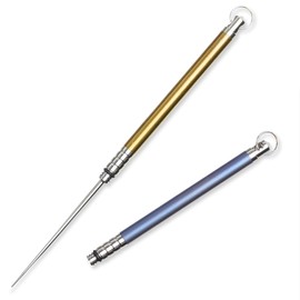 Larow Pond Portable Toothpicks Popular Titanium Toothpicks Set of 2 in 6 Colors and 21 Patterns (Gold & Purple)