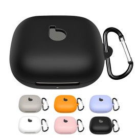 Silicone Protective Case Cover with Carabiner, Compatible with Powerbeats Pro 2 (2025) Wireless Earphones Earbuds Charging Case (Black)