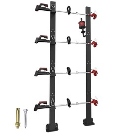 Koutemie 4 Place Weed Eater Rack for Open Trailer, Weedeater Rack with Lockable Hasp Mount on Landscape Trailer Truck, Enclosed Trimmer Racks Carrier with Trim Line Holder for Yard Lawn Tool Equipment